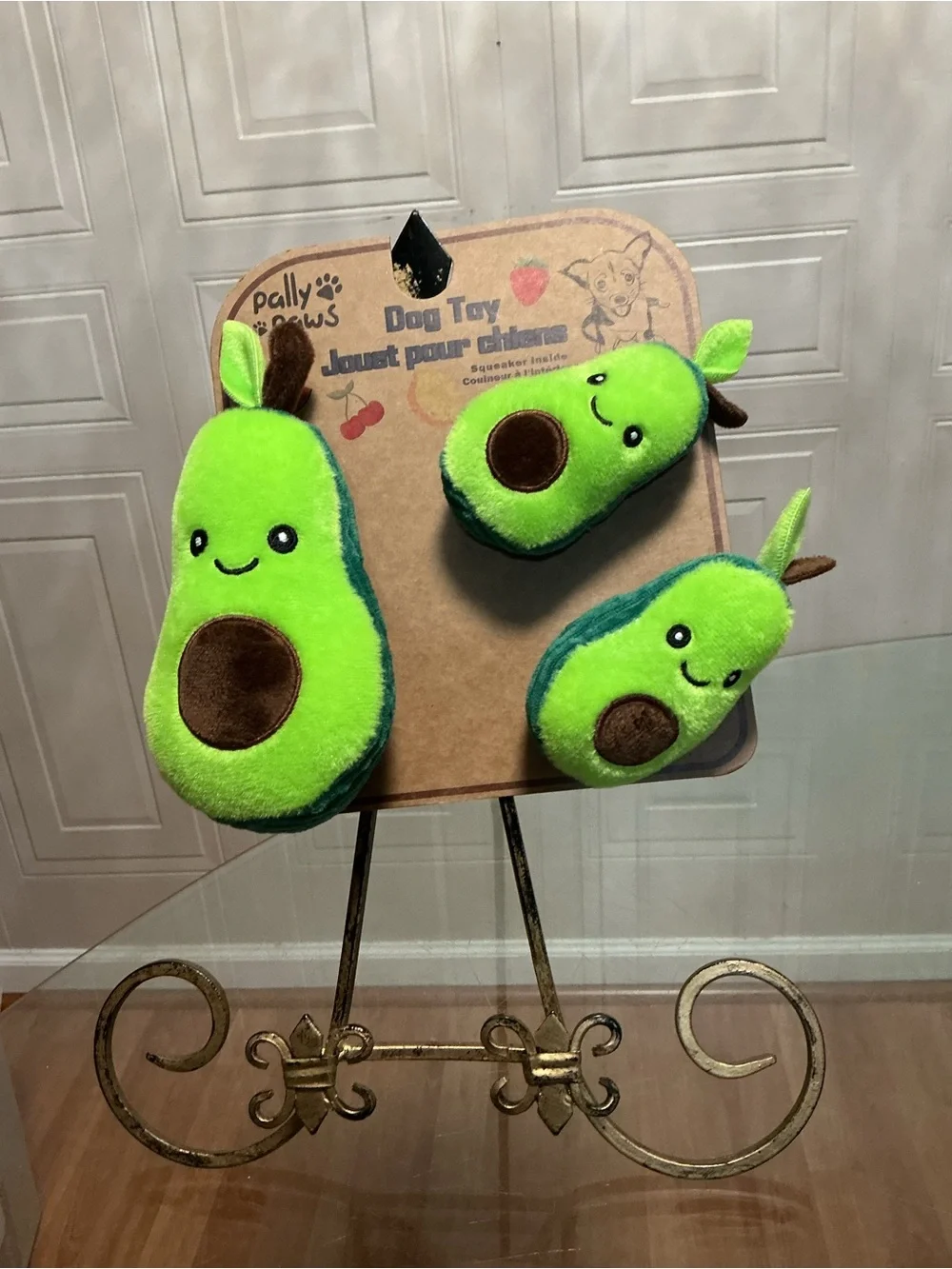 Pally Paws~ Set / 3 Avocados And Pcs Dog Toy with Clinker & Squeaker 6”
